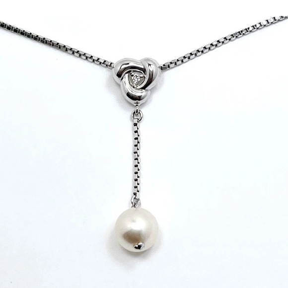 Tasaki Noevir Akoya Pearl & Diamond
Lariat Pendant Necklace*Silver *15-16"
Chain - Picture 2 of 11